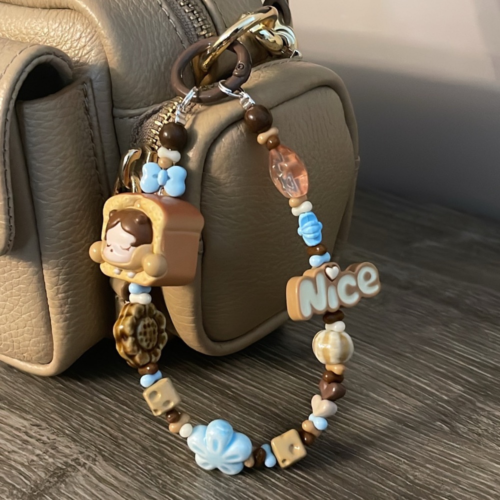 Handmade Bag charm with Pop Mart Popbean Skull panda